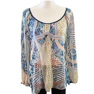 WOMEN’S Blu Pepper sheer blue printed flowy top